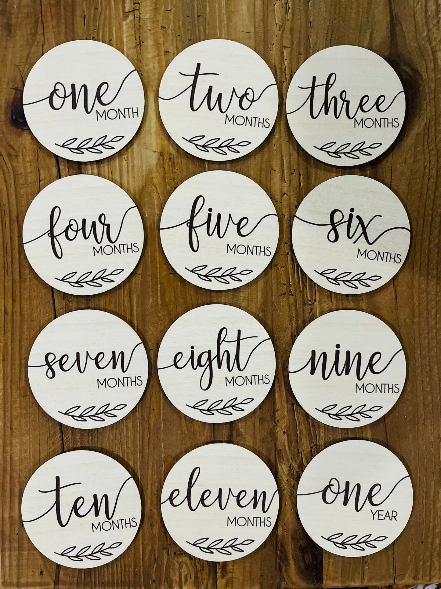 Leafy Wooden Age Milestone Disc Set