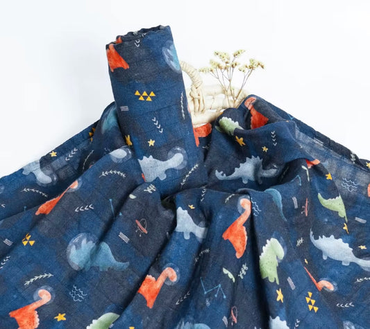 Space Dinosaurs Bamboo Cotton Swaddle