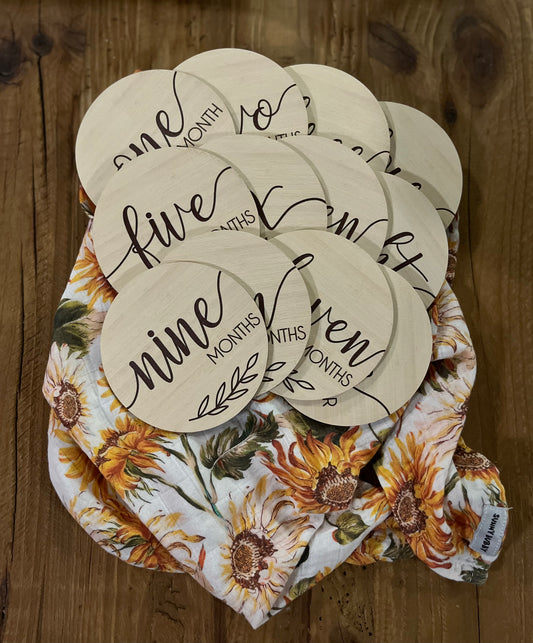 Leafy Wooden Age Milestone Disc Set