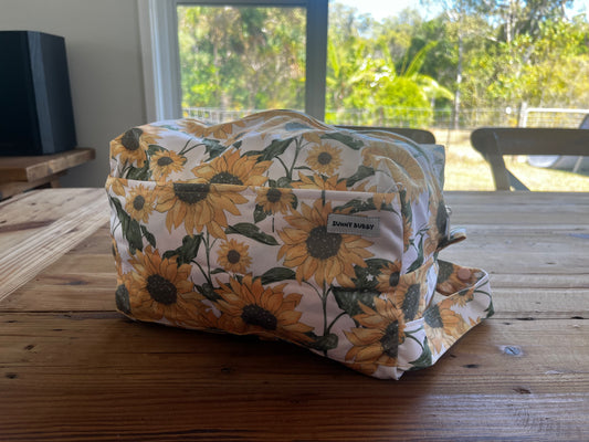 Pink Sunflowers Nappy Wet Bag POD with side zip