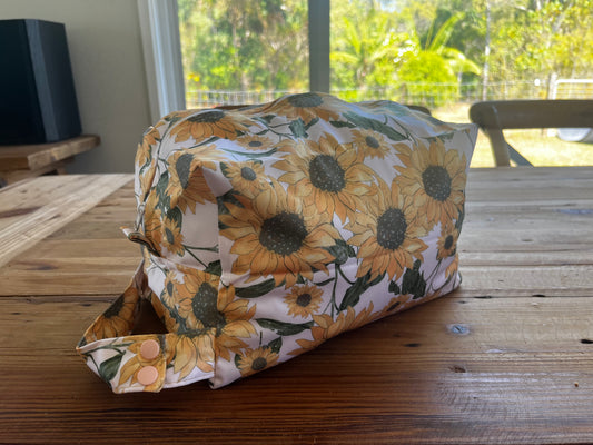 Pink Sunflowers Nappy Wet Bag POD with side zip