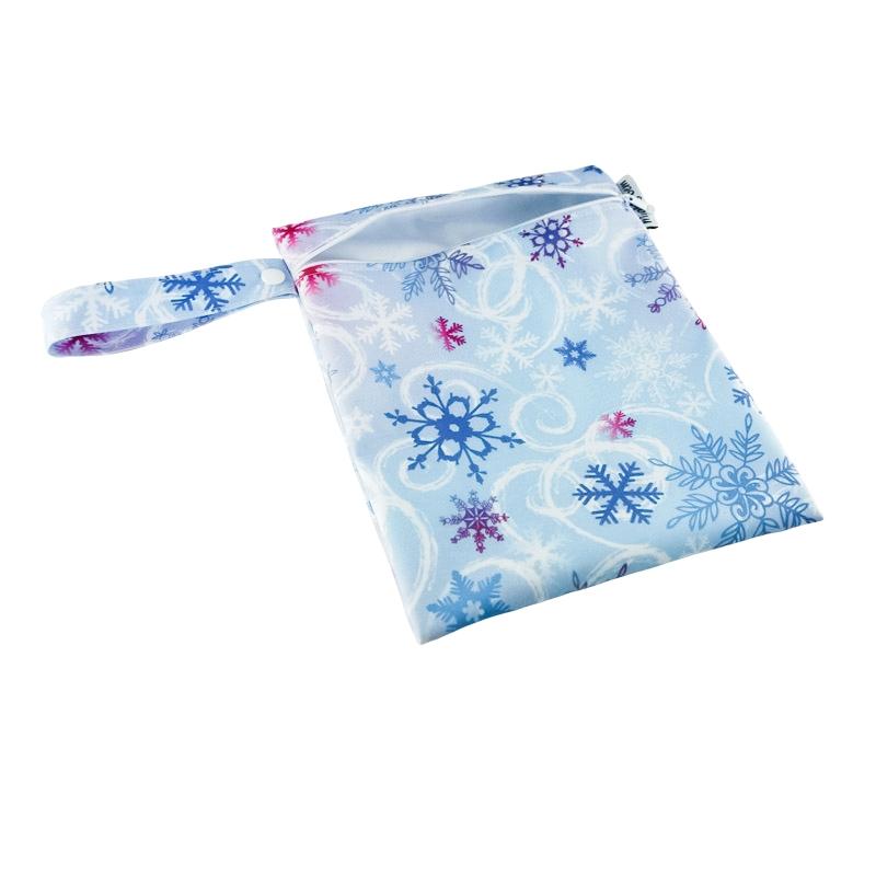 Frozen Snowflakes Medium Wet Bag with a double layer of PUL