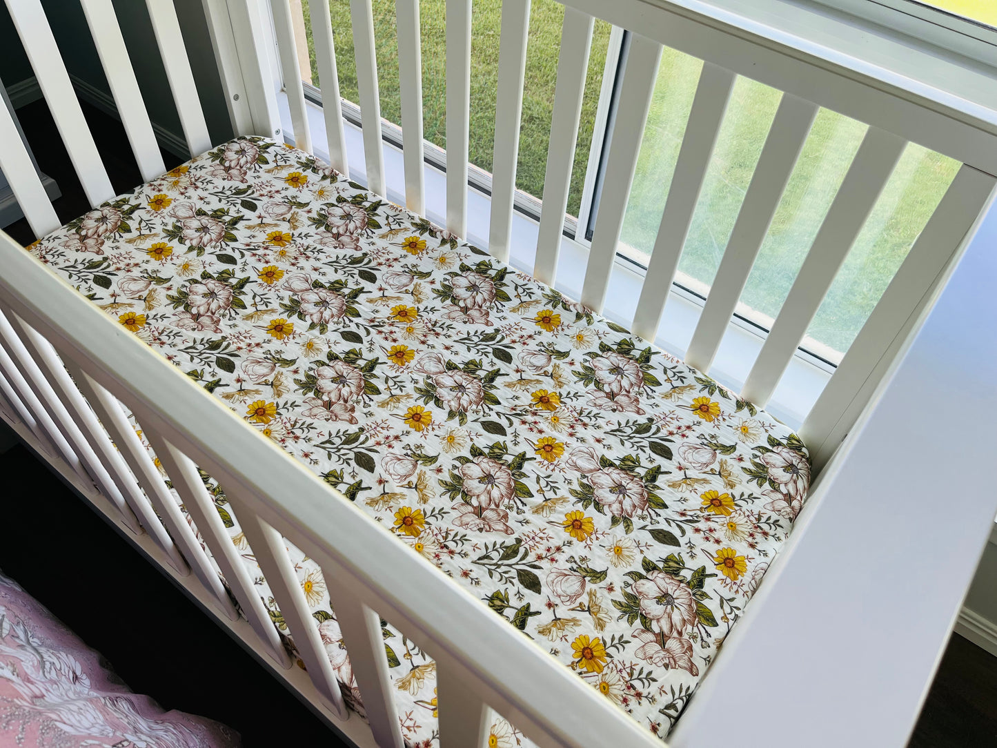 Flower Garden 100% Organic Cotton Fitted Cot Sheet