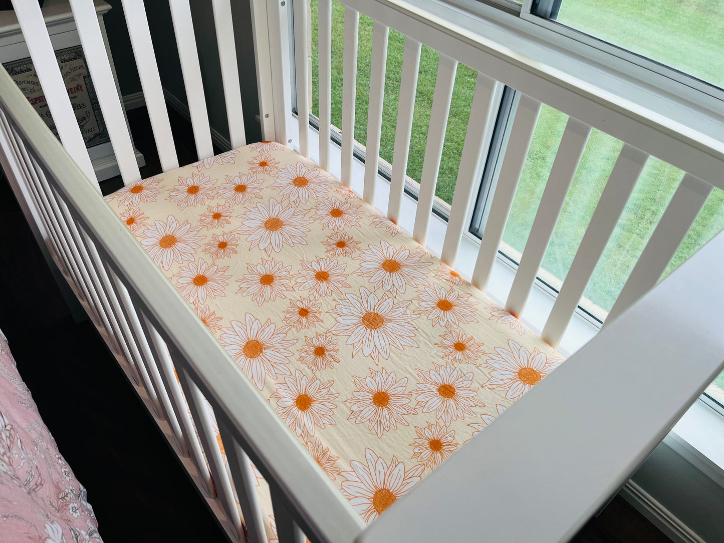 Sunflowers & Daisies 100% Organic Cotton Fitted Cot Sheet