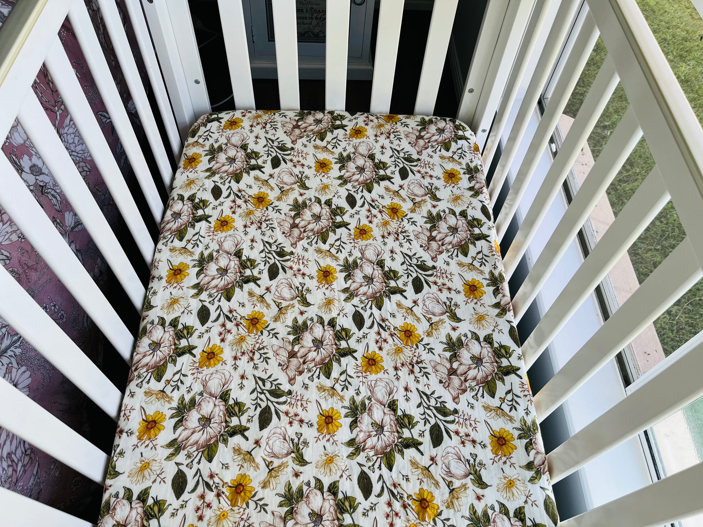 Flower Garden 100% Organic Cotton Fitted Cot Sheet