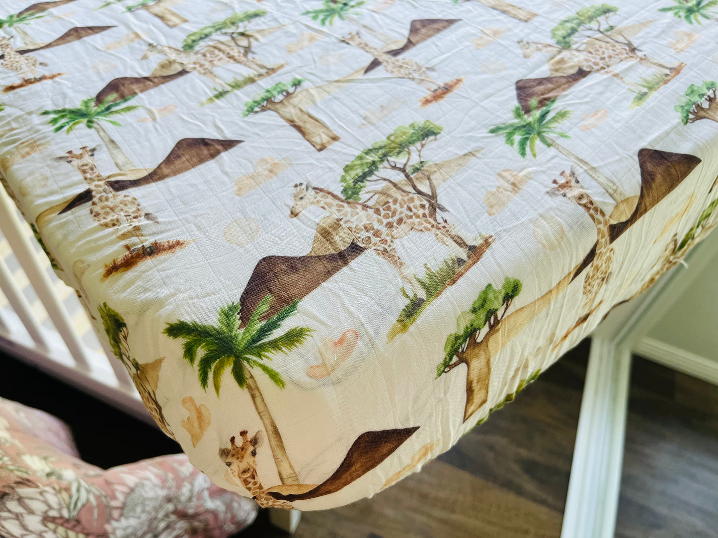 Giraffes Bamboo & Organic Cotton Fitted Cot Sheet