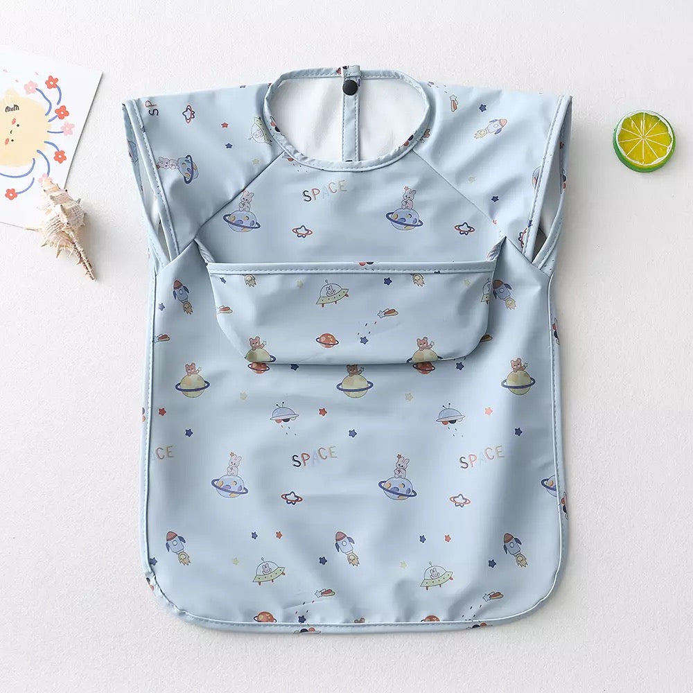 Recycled Polyester Sleeveless Baby Smock Bib with Pocket