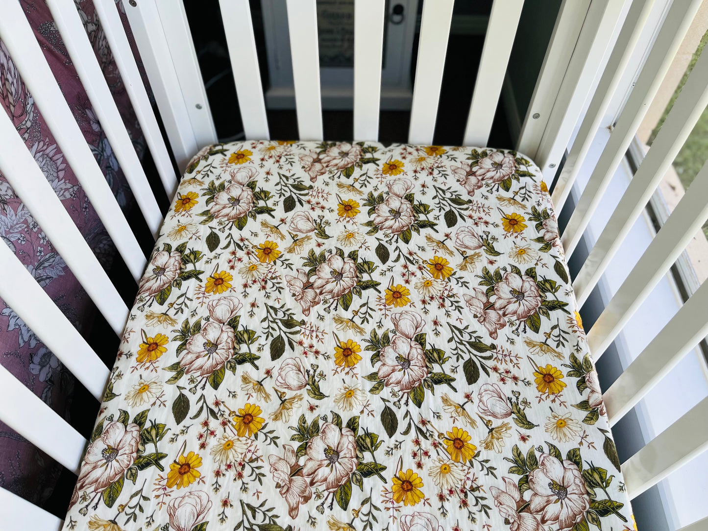 Flower Garden 100% Organic Cotton Fitted Cot Sheet