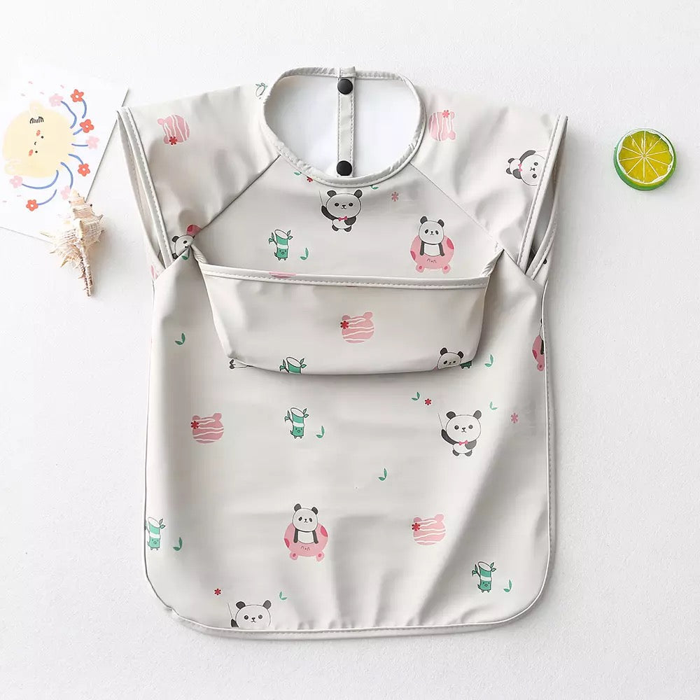 Recycled Polyester Sleeveless Baby Smock Bib with Pocket