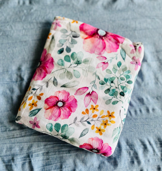 Pink Hibiscus Bamboo Cotton Swaddle