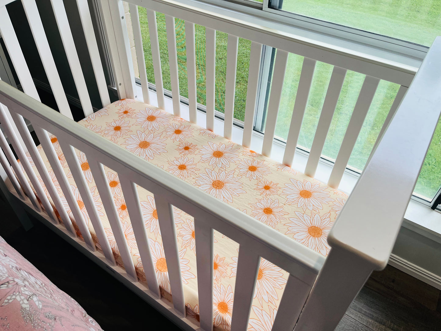 Sunflowers & Daisies 100% Organic Cotton Fitted Cot Sheet