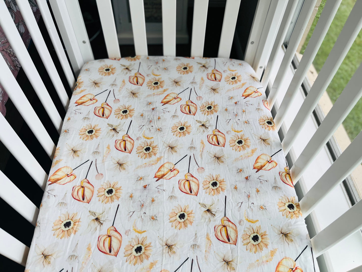 Peace Lily Bamboo & Organic Cotton Fitted Cot Sheet
