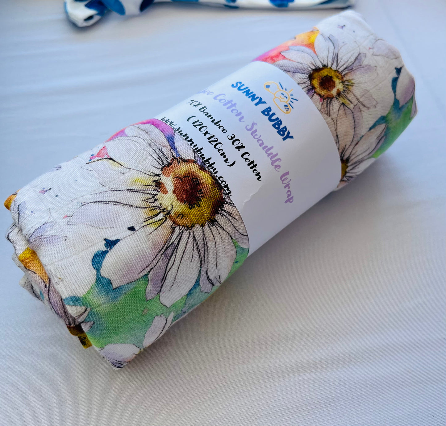 Watercolour Flowers Bamboo Cotton Swaddle