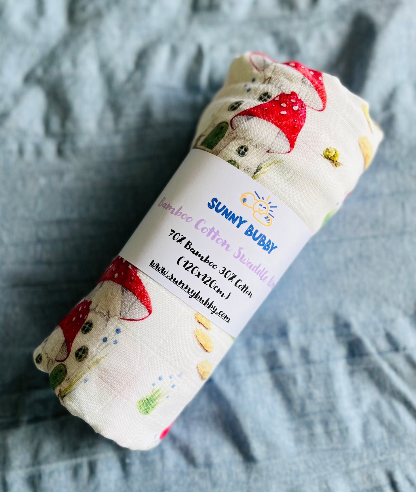 Toadstool Bamboo Cotton Swaddle