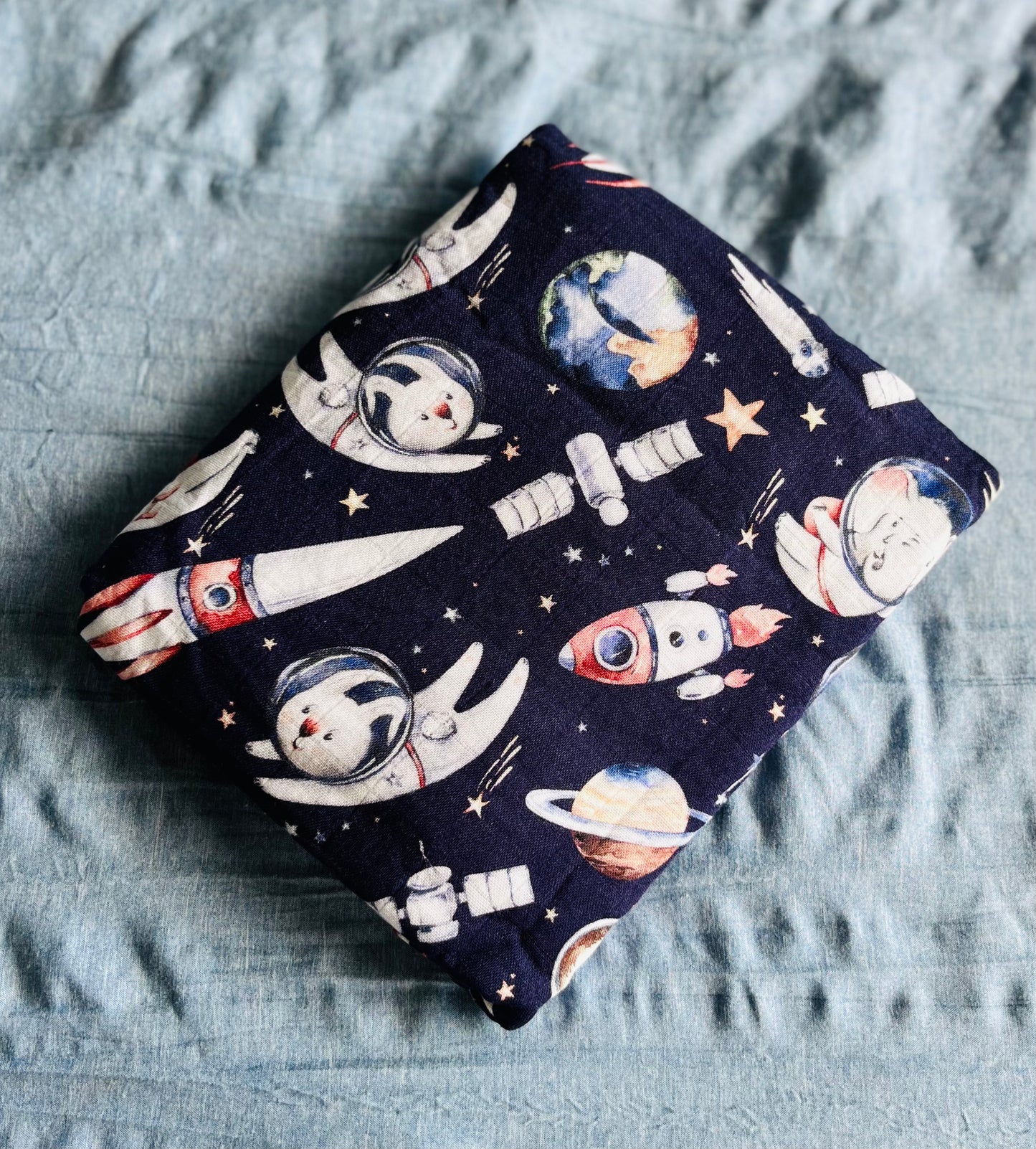 Space Animals Bamboo Cotton Swaddle
