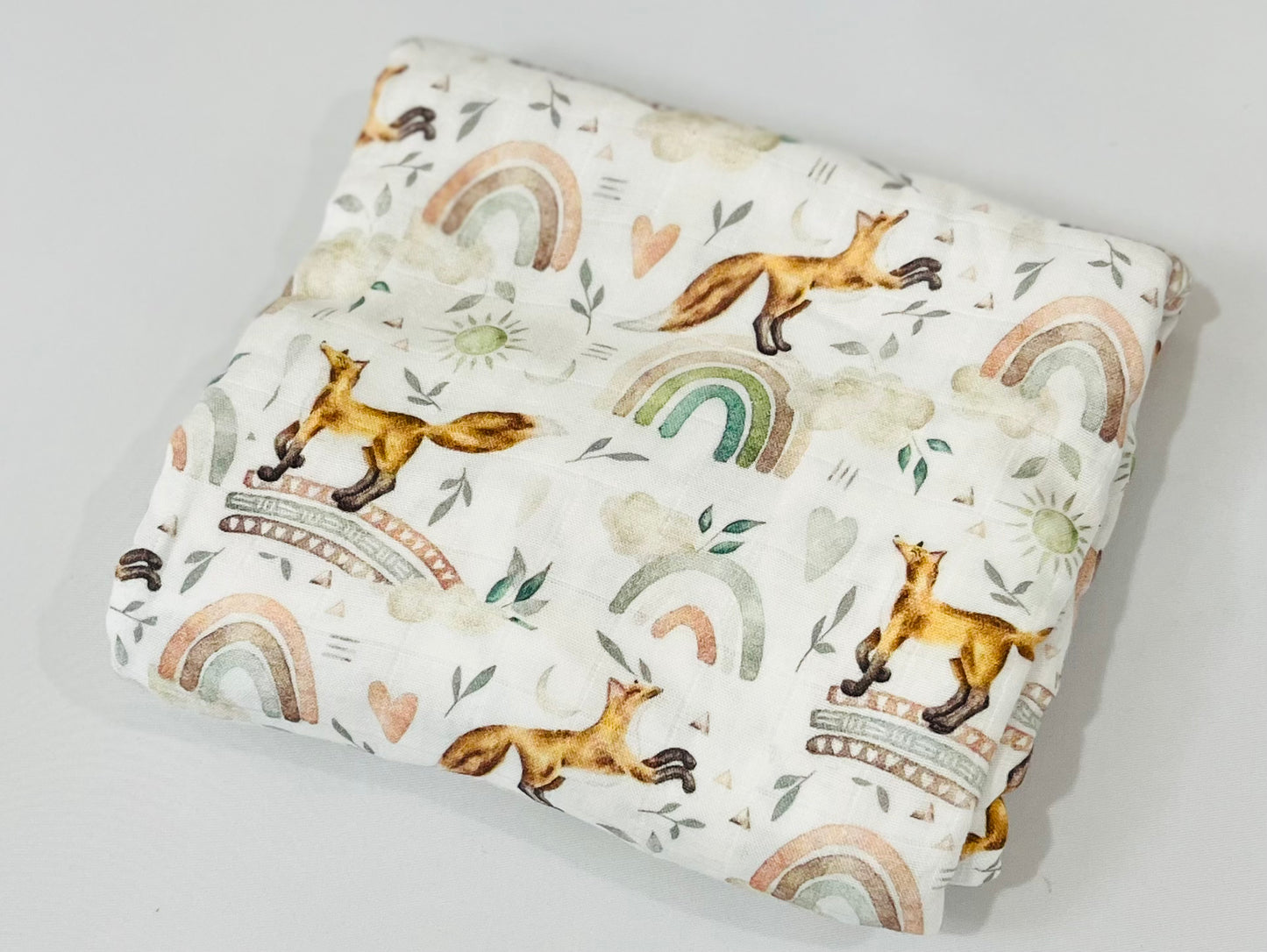 Foxy Rainbows Bamboo Cotton Swaddle