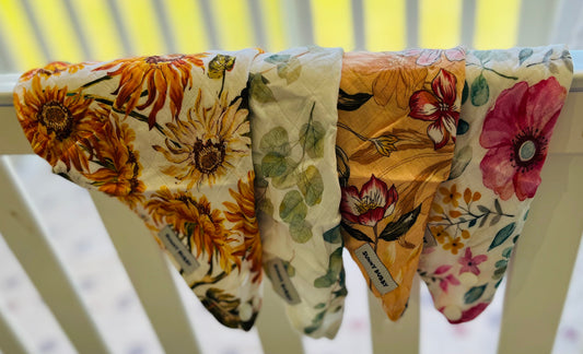 Apricot Flowers Bandana Bib/Neck Sun Cover
