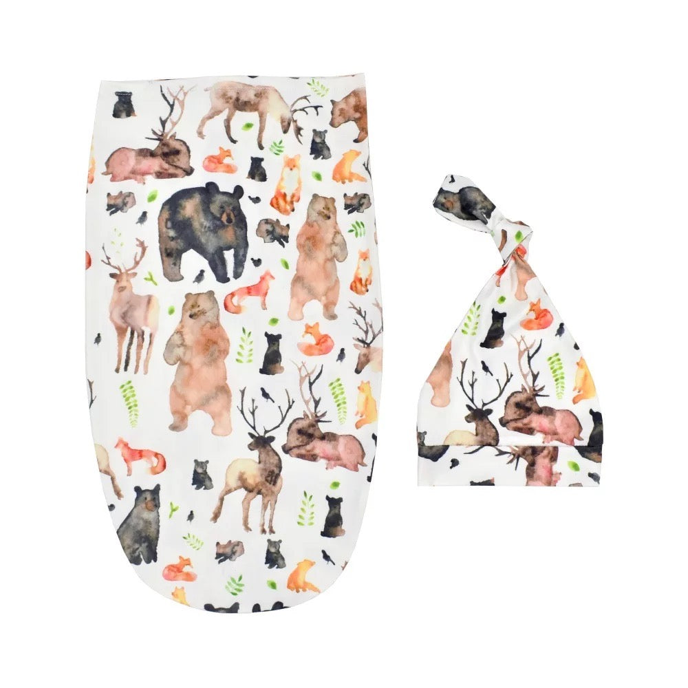 Newborn Lightweight Swaddle & Cap