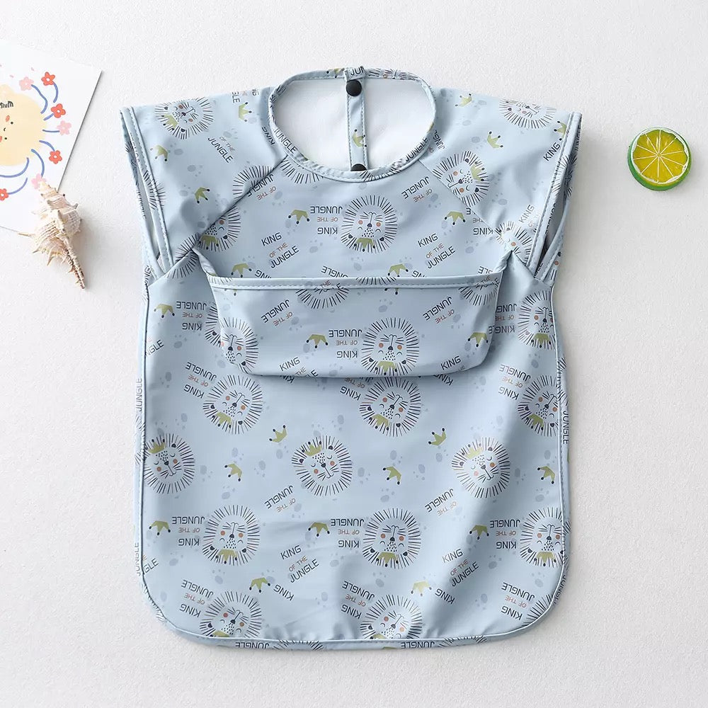 Recycled Polyester Sleeveless Baby Smock Bib with Pocket