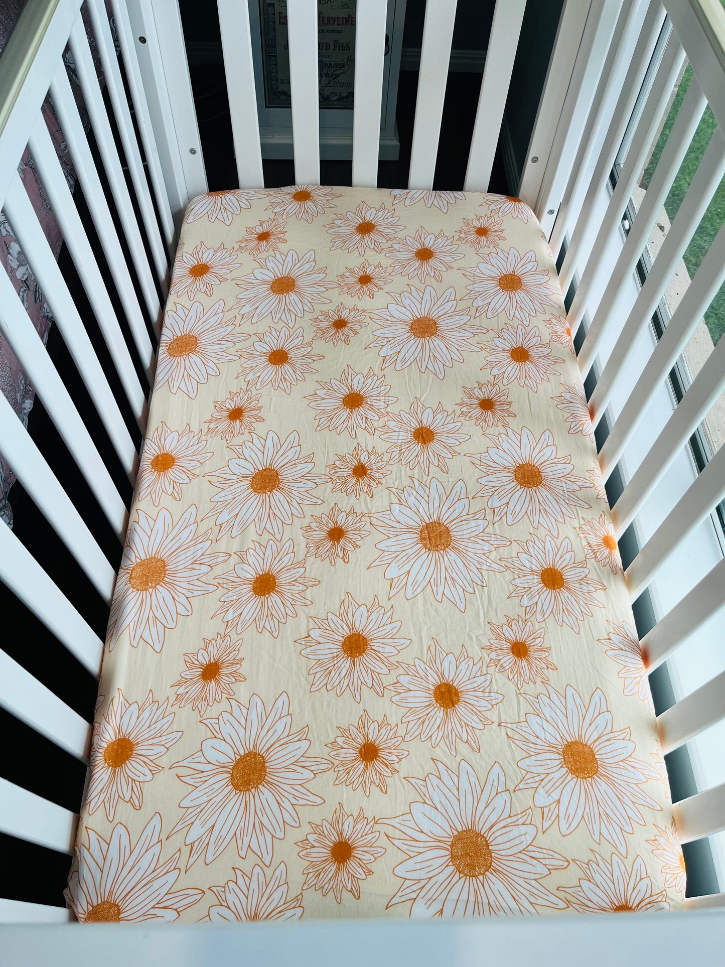 Sunflowers & Daisies 100% Organic Cotton Fitted Cot Sheet