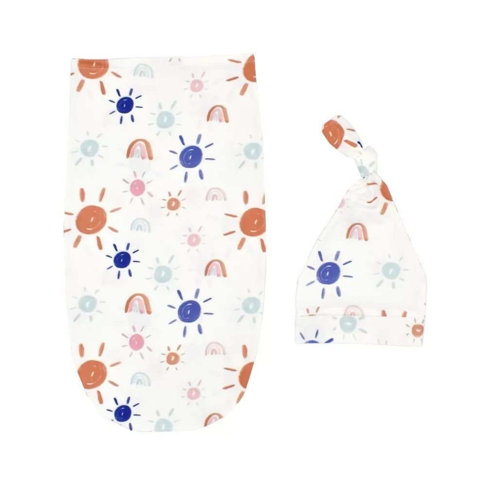 Newborn Lightweight Swaddle & Cap