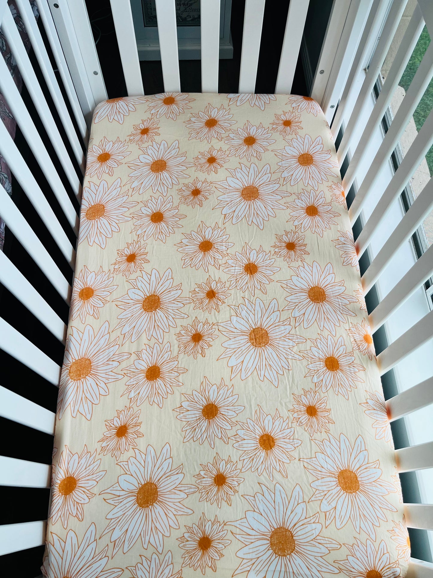 Sunflowers & Daisies 100% Organic Cotton Fitted Cot Sheet