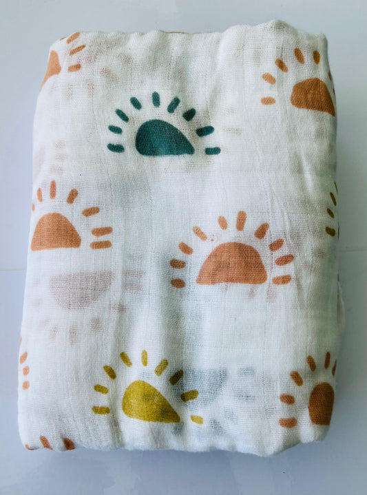 Colourful Suns 100% Muslin Cotton Swaddle