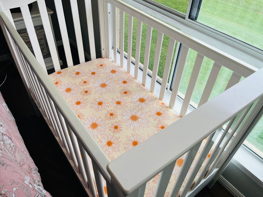 Sunflowers & Daisies 100% Organic Cotton Fitted Cot Sheet