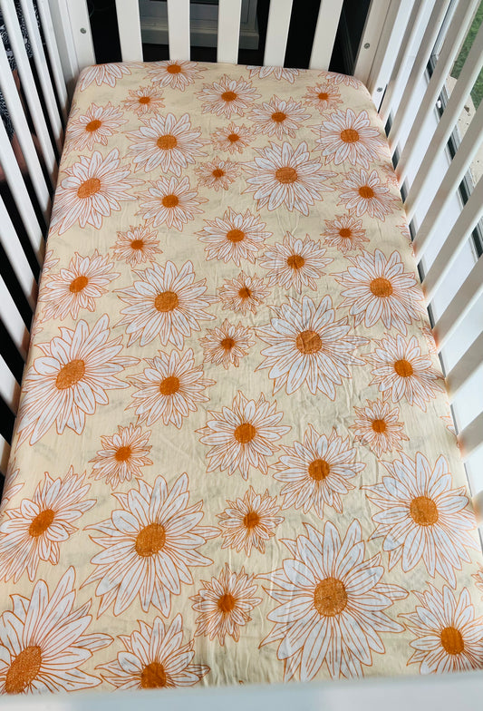 Sunflowers & Daisies 100% Organic Cotton Fitted Cot Sheet