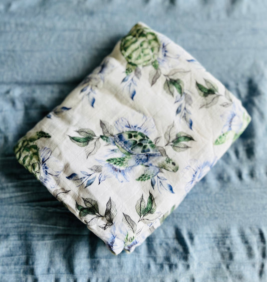 Turtles Bamboo Cotton Swaddle