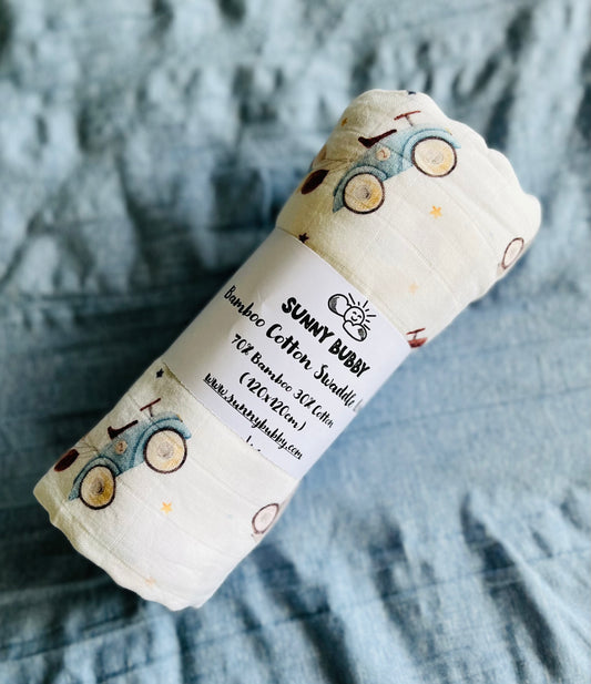Vintage Cars Bamboo Cotton Swaddle