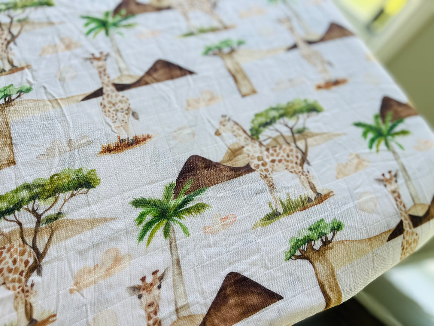 Giraffes Bamboo & Organic Cotton Fitted Cot Sheet