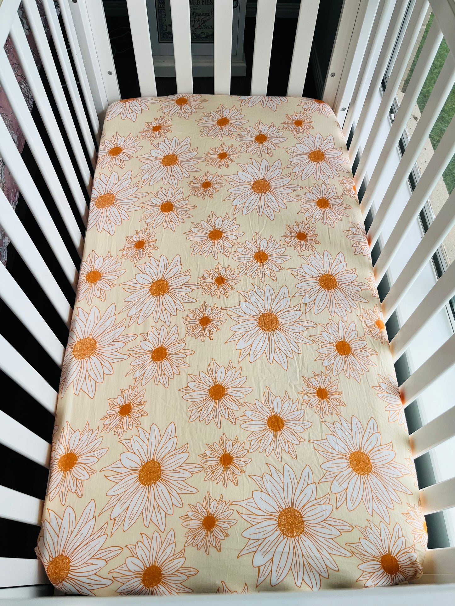 Sunflowers & Daisies 100% Organic Cotton Fitted Cot Sheet