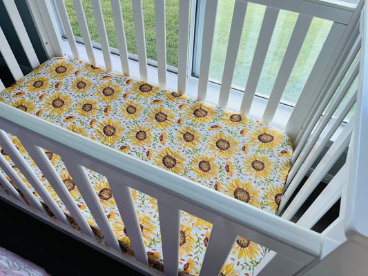 Sunflowers Bamboo & Organic Cotton Fitted Cot Sheet