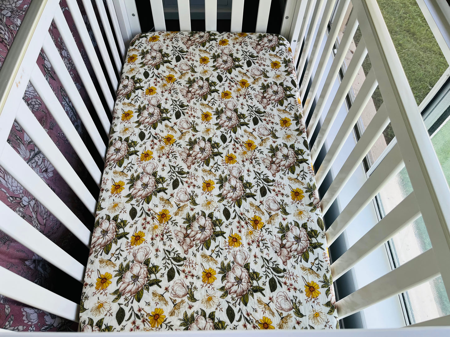 Flower Garden 100% Organic Cotton Fitted Cot Sheet