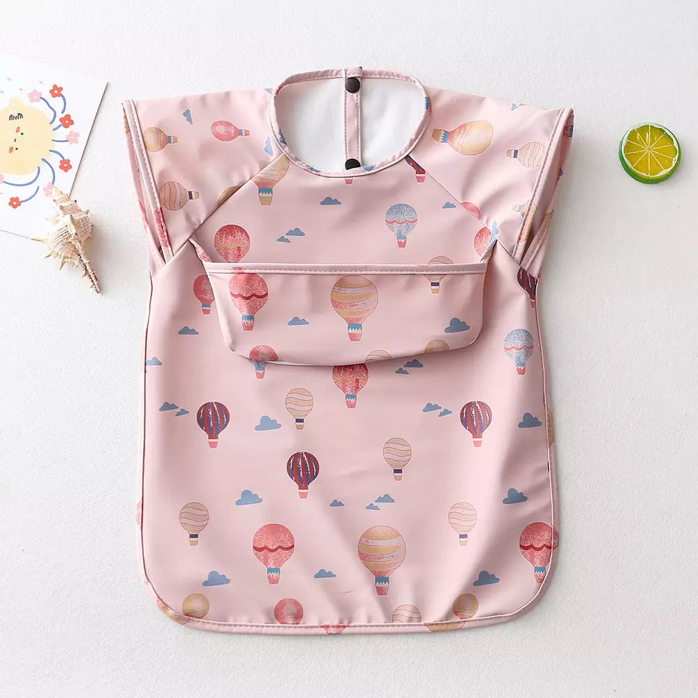 Recycled Polyester Sleeveless Baby Smock Bib with Pocket