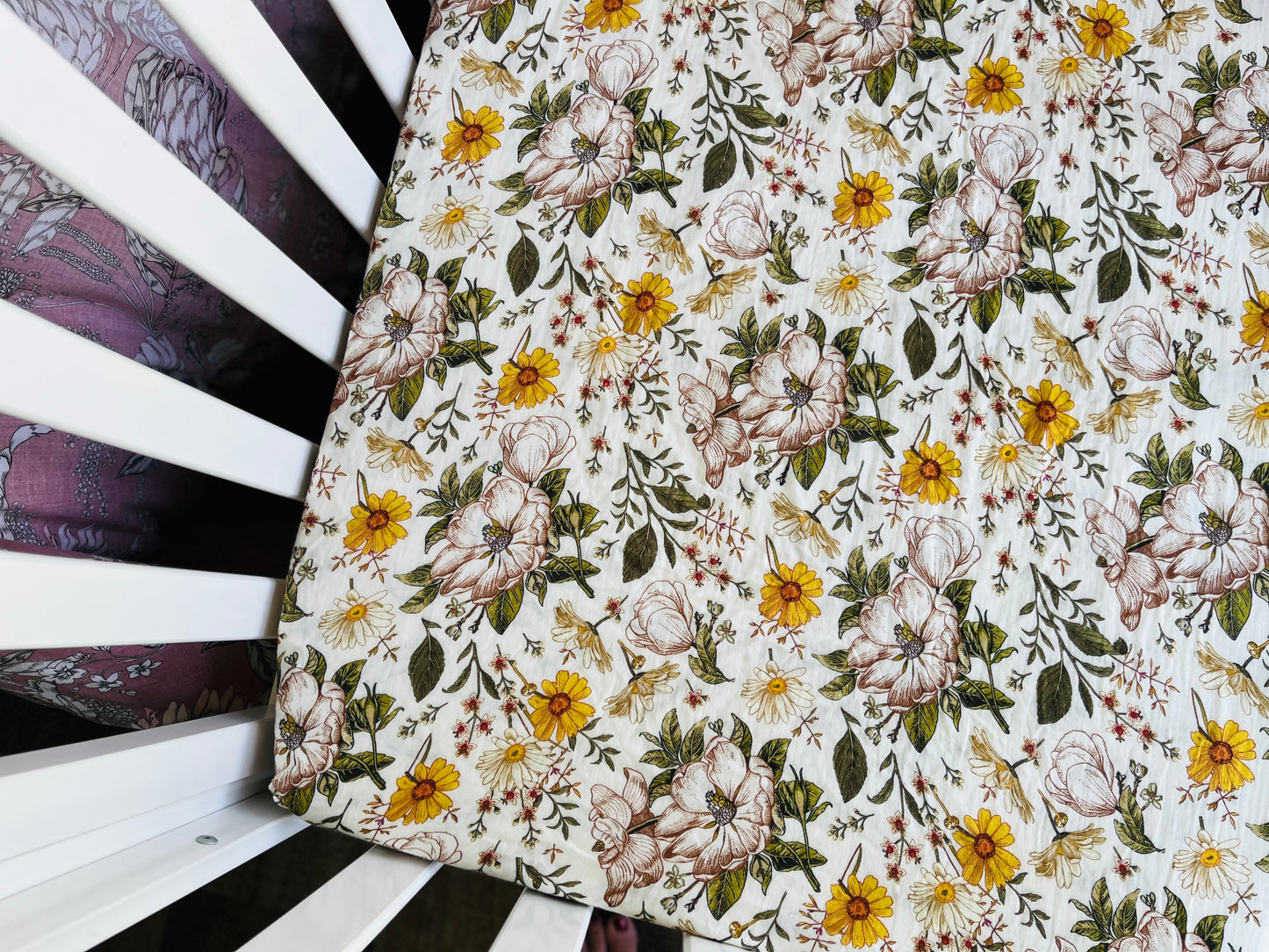 Flower Garden 100% Organic Cotton Fitted Cot Sheet