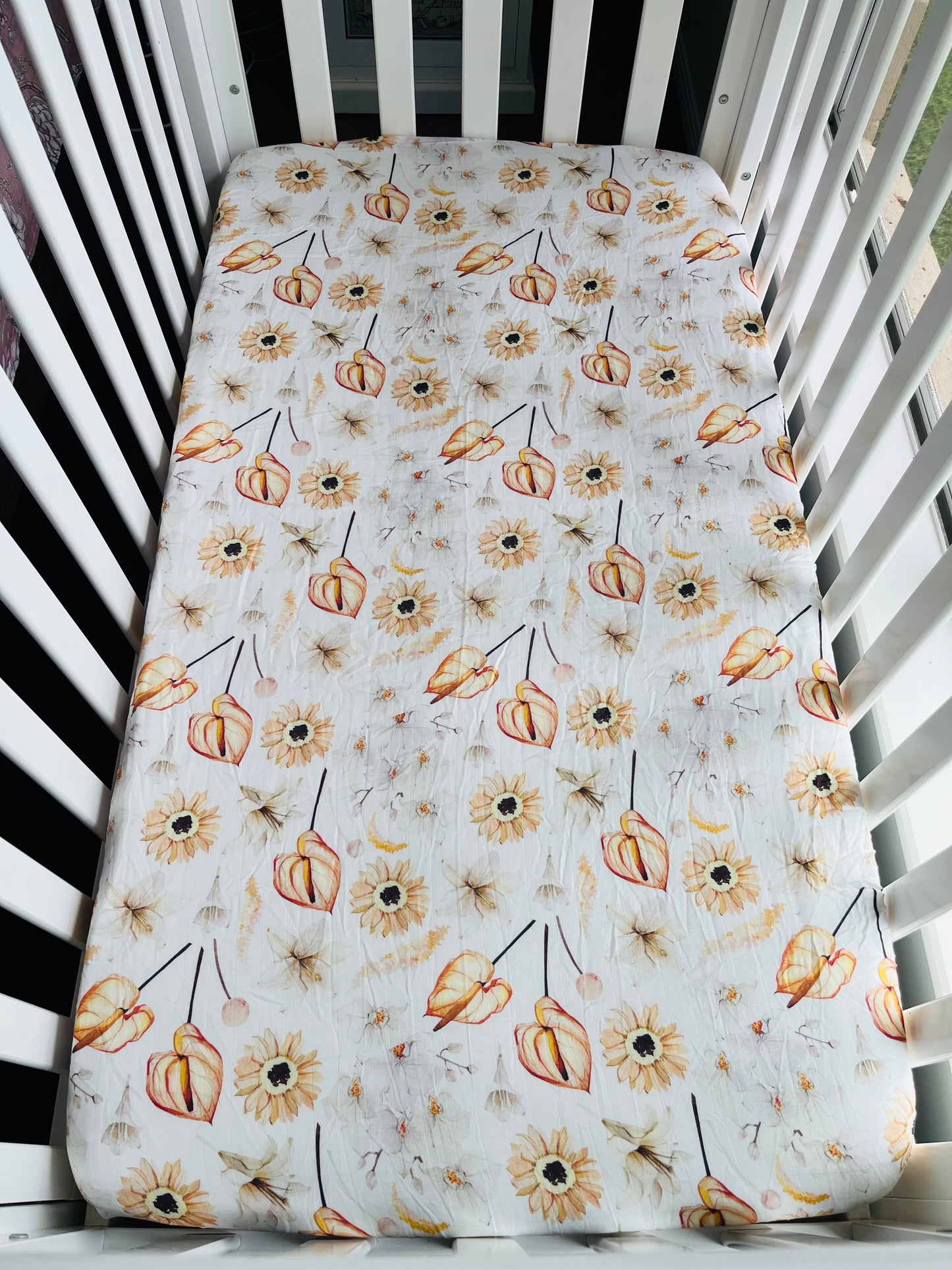 Peace Lily Bamboo & Organic Cotton Fitted Cot Sheet