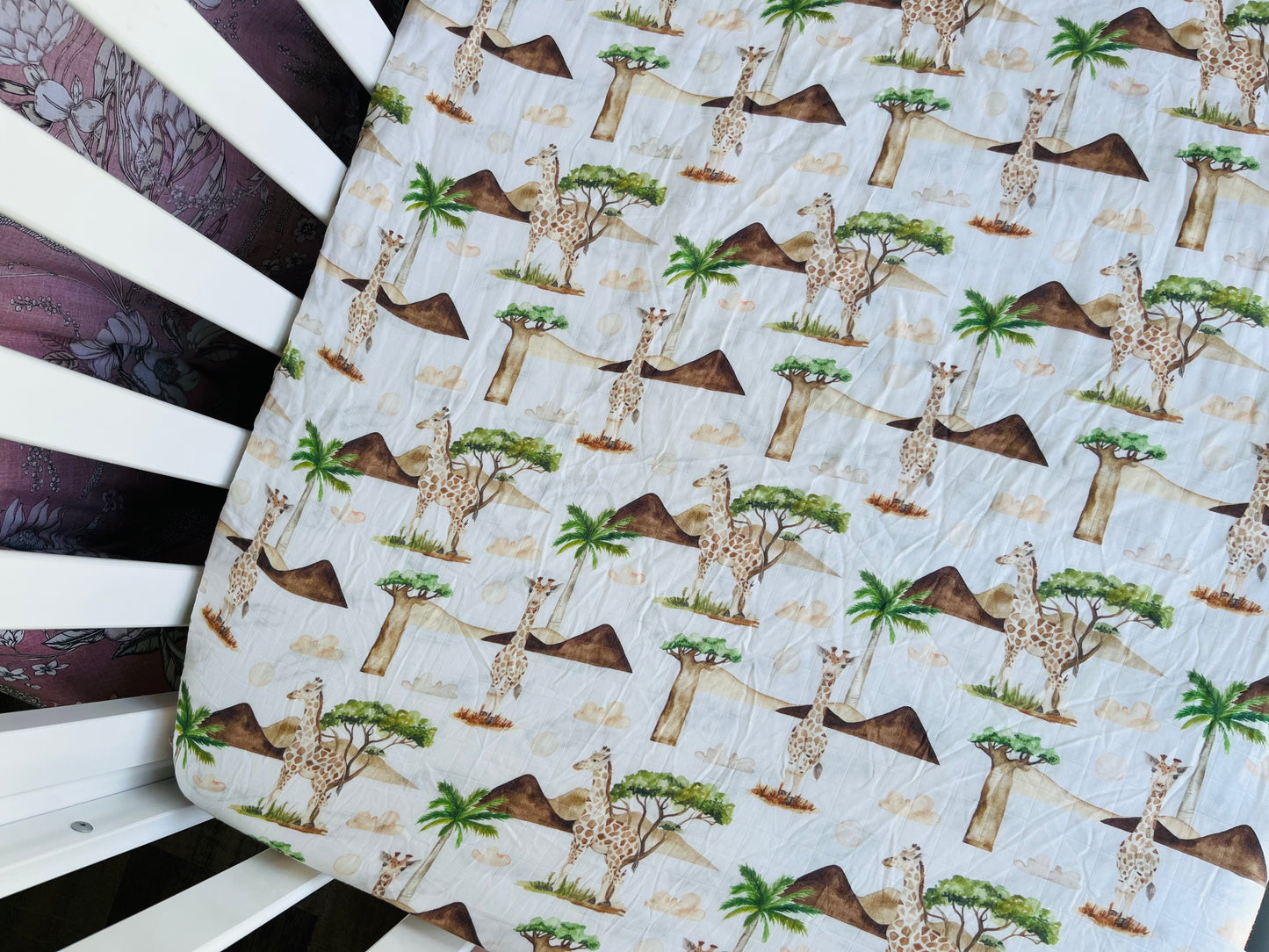Giraffes Bamboo & Organic Cotton Fitted Cot Sheet