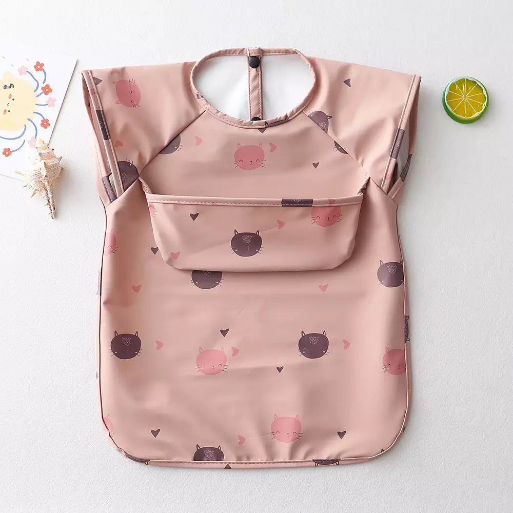 Recycled Polyester Sleeveless Baby Smock Bib with Pocket