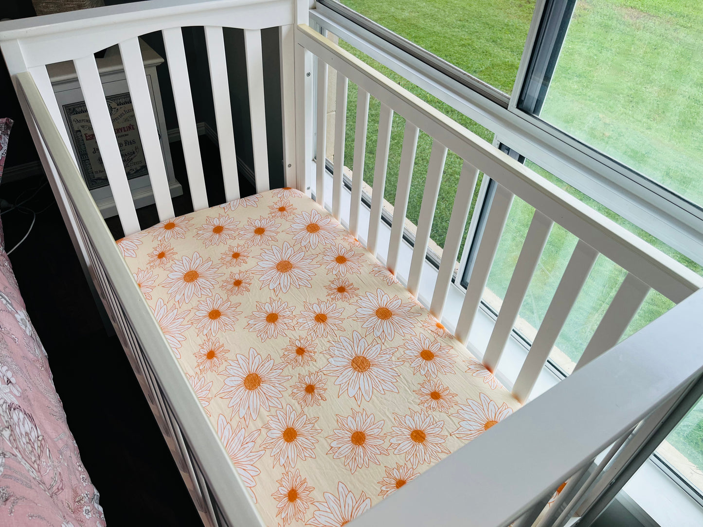 Sunflowers & Daisies 100% Organic Cotton Fitted Cot Sheet