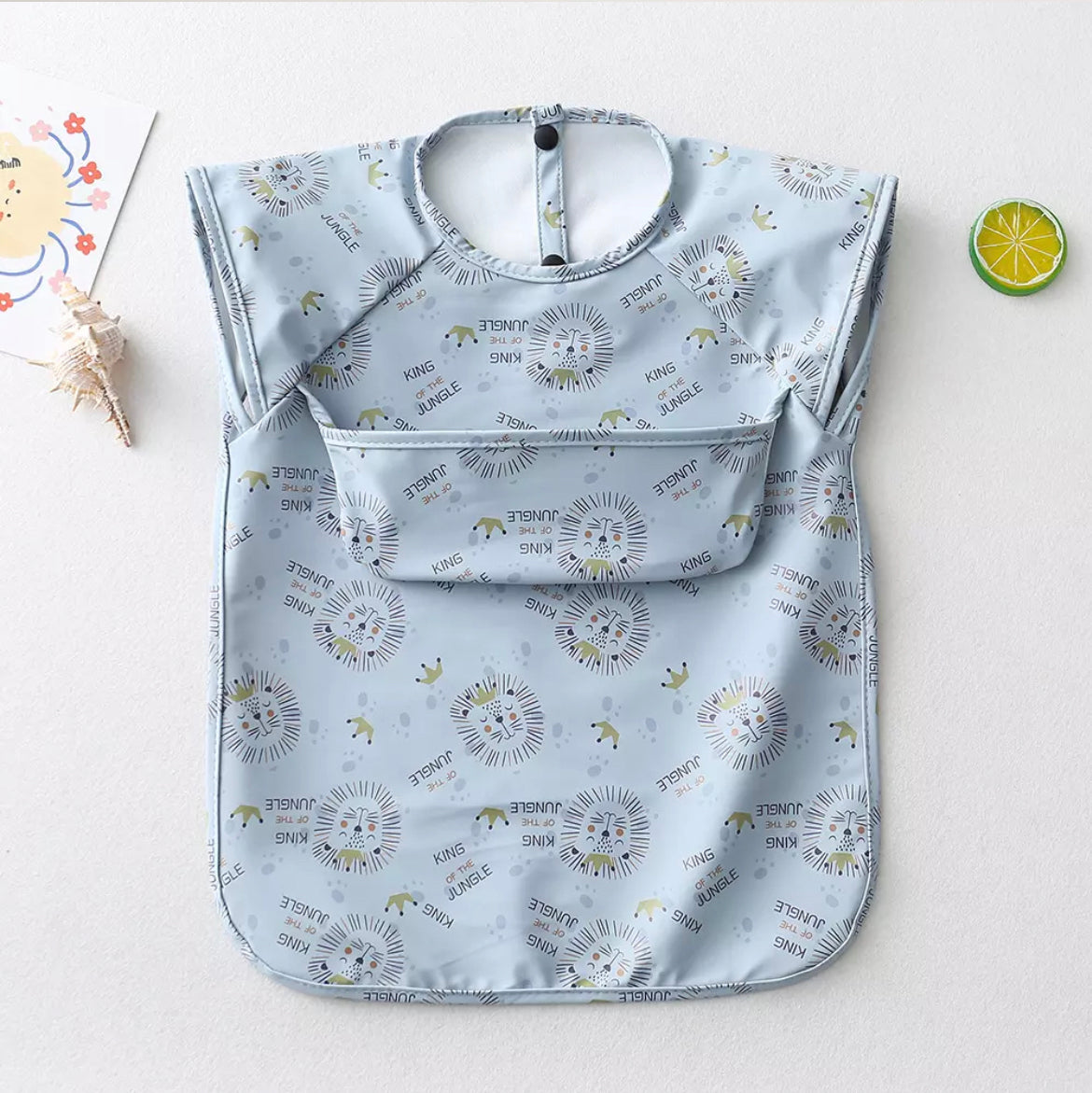 Recycled Polyester Sleeveless Baby Smock Bib with Pocket
