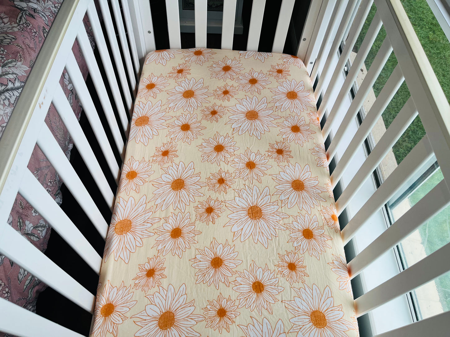 Sunflowers & Daisies 100% Organic Cotton Fitted Cot Sheet