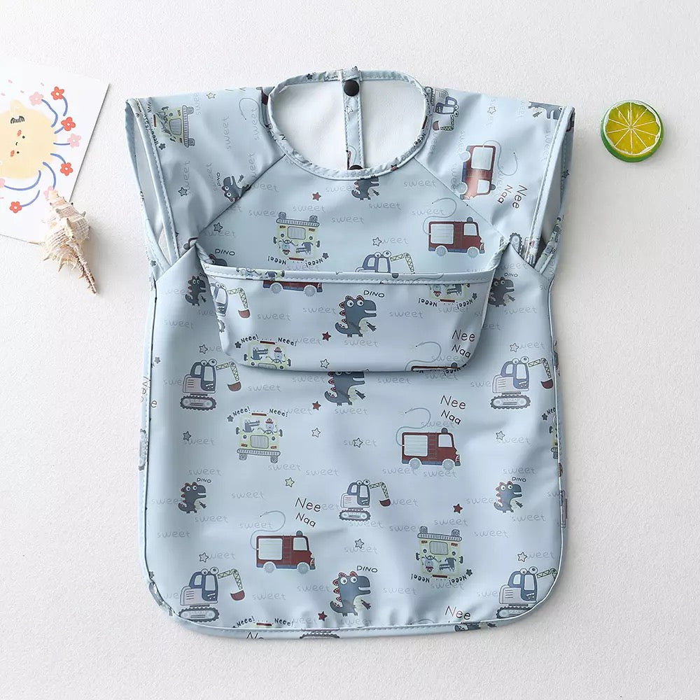 Recycled Polyester Sleeveless Baby Smock Bib with Pocket