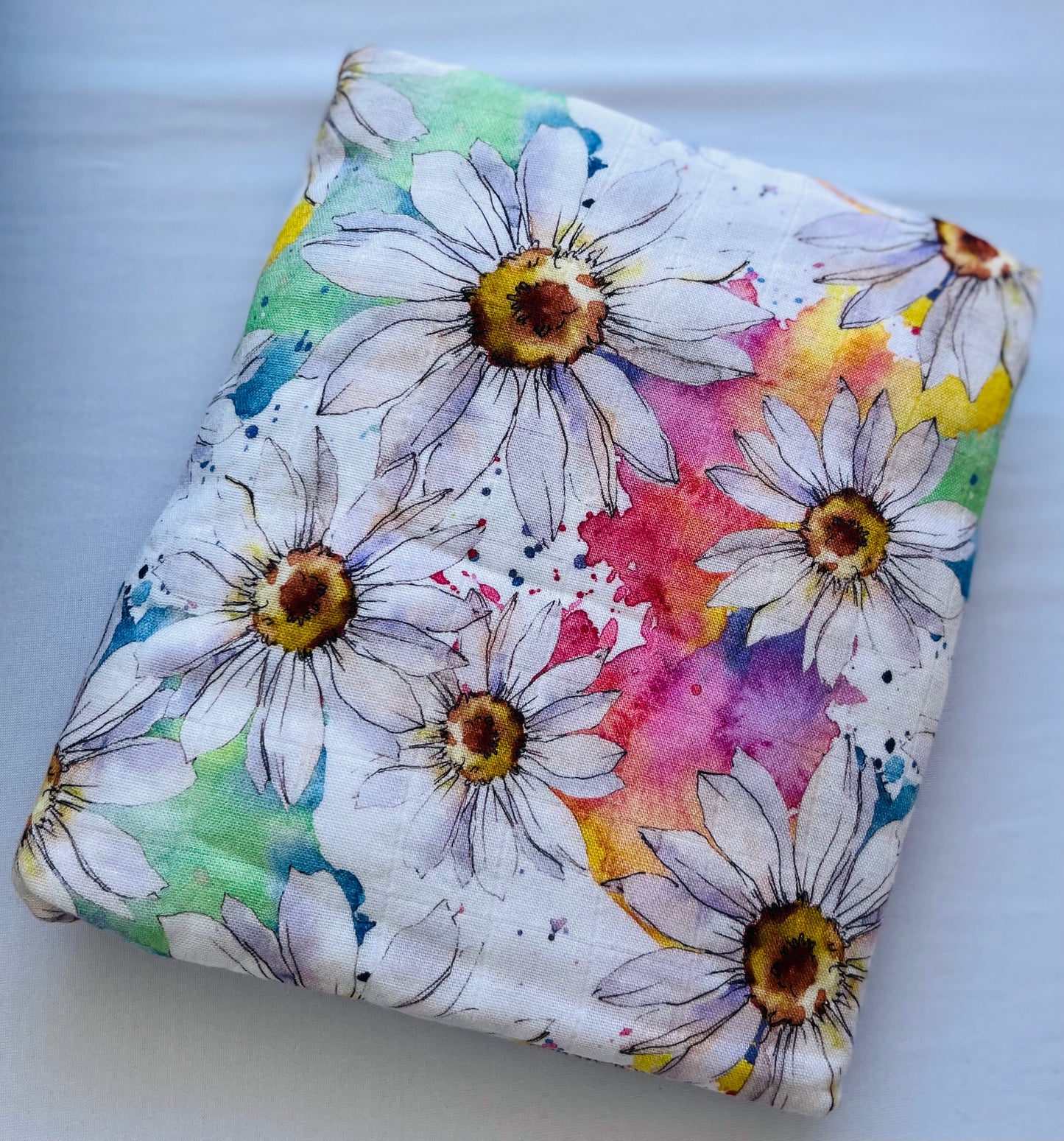 Watercolour Flowers Bamboo Cotton Swaddle