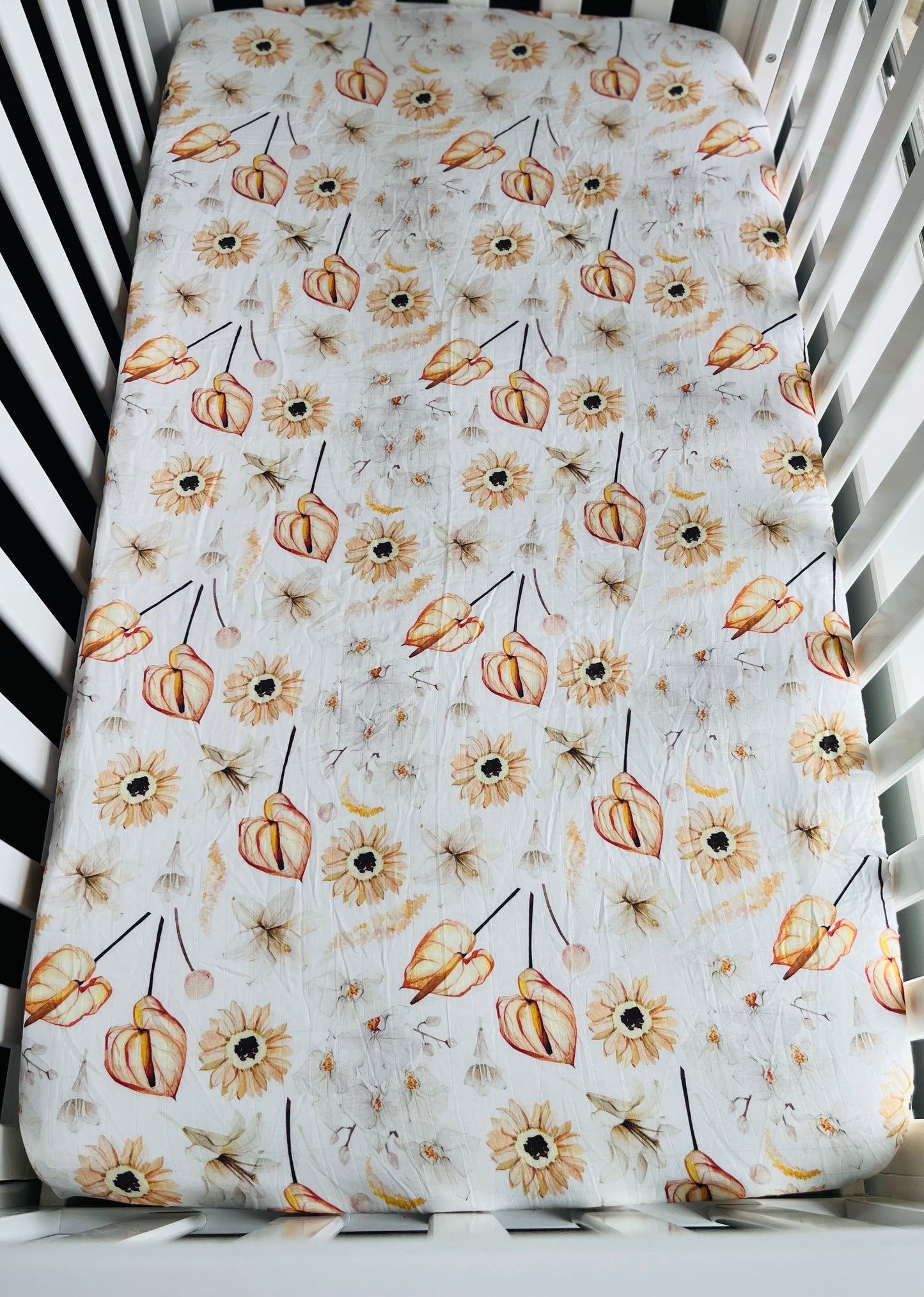 Peace Lily Bamboo & Organic Cotton Fitted Cot Sheet