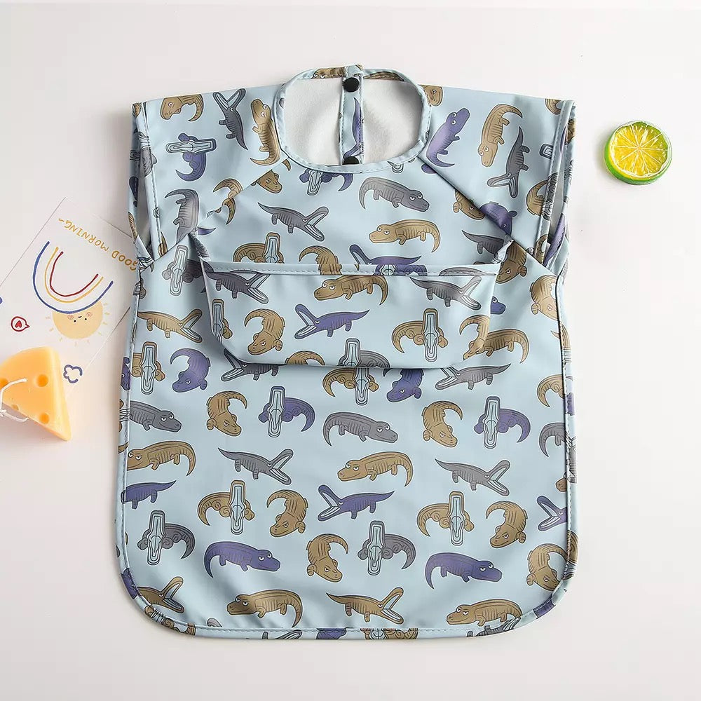 Recycled Polyester Sleeveless Baby Smock Bib with Pocket