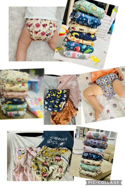 Full time Bamboo Cotton Day Nappy Pack (24 nappies & inserts)