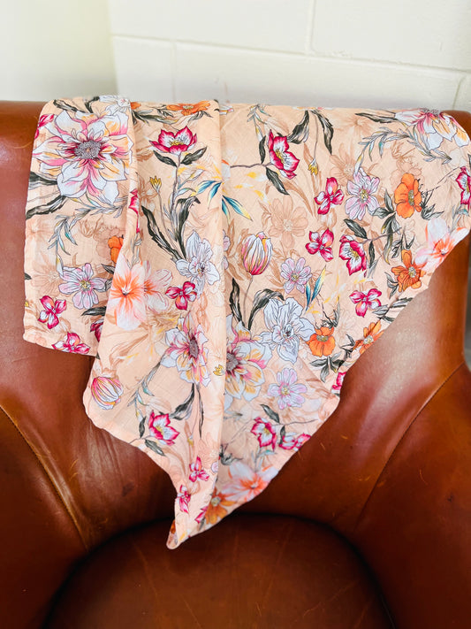 Apricot Blooms Bamboo Cotton Cloth