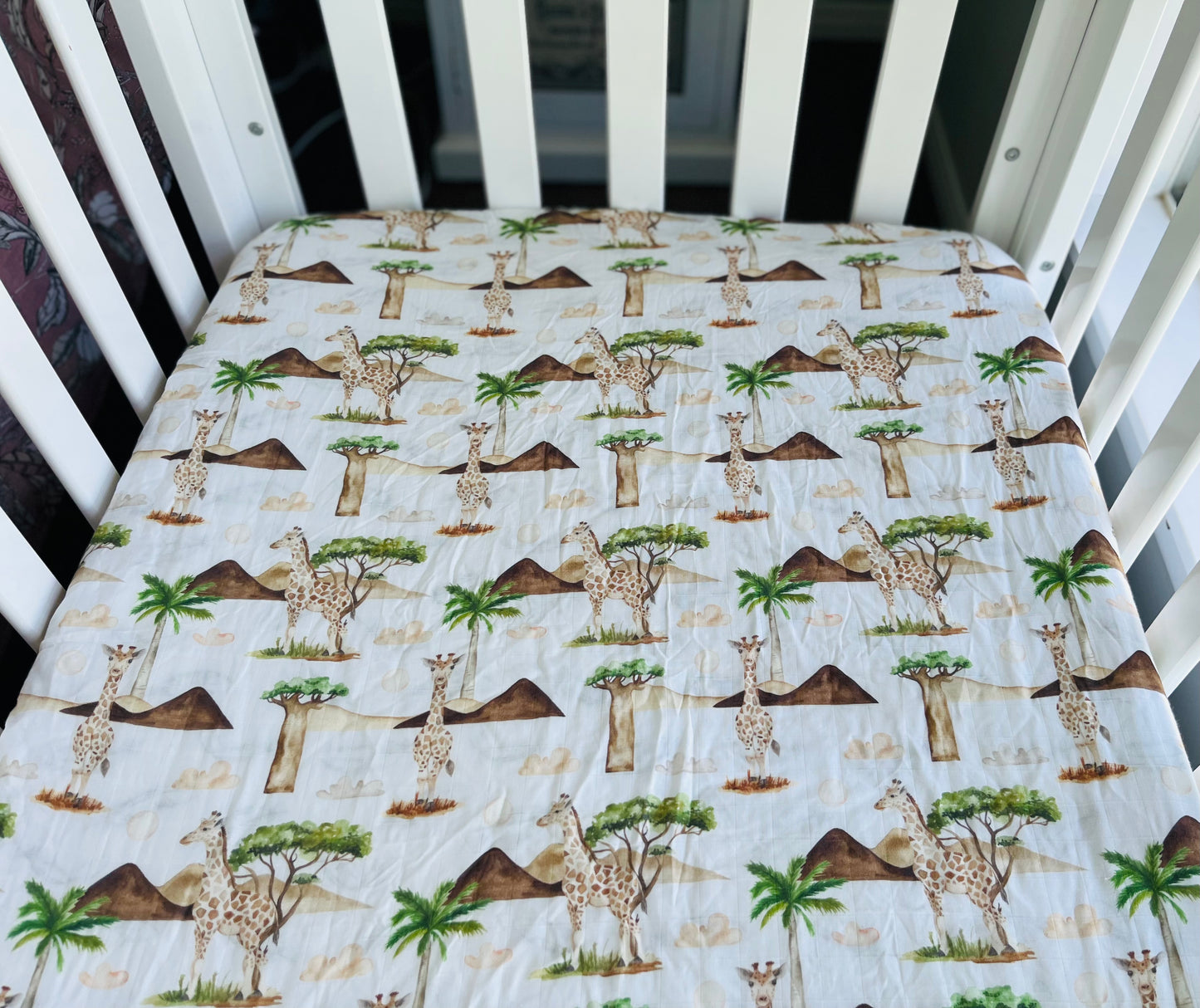 Giraffes Bamboo & Organic Cotton Fitted Cot Sheet